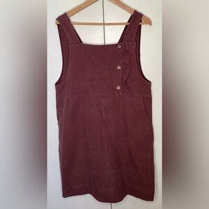 Cottage core plum coloured linen apron top